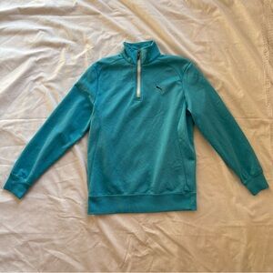 Puma Kids Boys Blue Fleece Golf Quarter Zip Pullover Sport Sweater Size XL